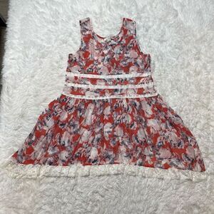 Simply Noelle Sleeveless Top Lace Floral Cottage Core Boho Peasant Size S-M